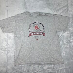 Boston‎ Red Sox Shirt Mens 2XL Gray 2007 World Series Champions MLB Majestic